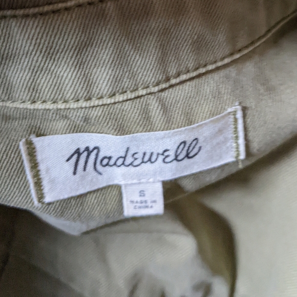 MADEWELL Military Trucker Jacket Loose Fit Zip Front Women's Small Green Yellow - Picture 5 of 6